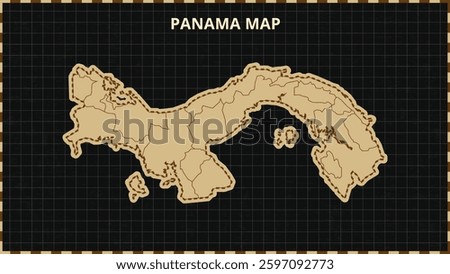 A Map highlighting Panama Map, Panama modern map with Gold and Black Color Hi detailed Vector, geographical borders, Panama Map Vector Illustration