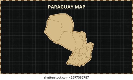 A Map highlighting Paraguay Map, Paraguay modern map with Gold and Black Color Hi detailed Vector, geographical borders, Paraguay Map Vector Illustration