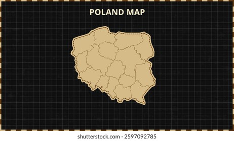 A Map highlighting Poland Map, Poland modern map with Gold and Black Color Hi detailed Vector, geographical borders, Poland Map Vector Illustration