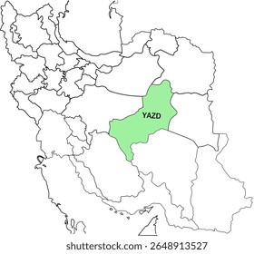 Mapa Destacando la Provincia en Verde en el Mapa de Irán