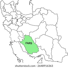 Map Highlighting Province in Green on Iran Map