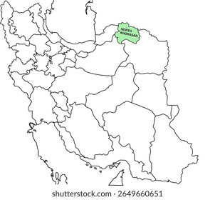 Map Highlighting Province in Green on Iran Map