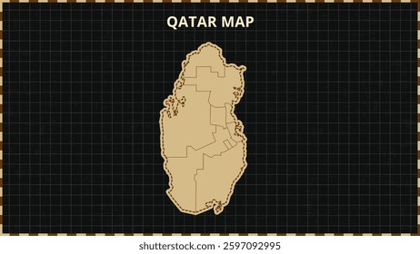 A Map highlighting Qatar Map, Qatar modern map with Gold and Black Color Hi detailed Vector, geographical borders, Qatar Map Vector Illustration