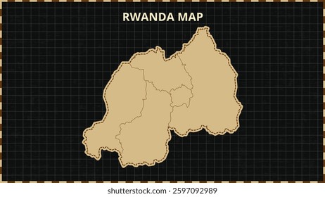 A Map highlighting Rwanda Map, Rwanda modern map with Gold and Black Color Hi detailed Vector, geographical borders, Rwanda Map Vector Illustration