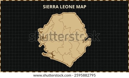 A Map highlighting Sierra Leone Map, Sierra Leone modern map with Gold and Black Color Hi detailed Vector, geographical borders, Sierra Leone Map Vector Illustration