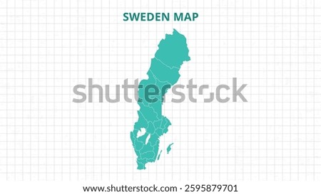 A Map highlighting Sweden Map, Sweden modern map with Grey Color Hi detailed Vector, geographical borders