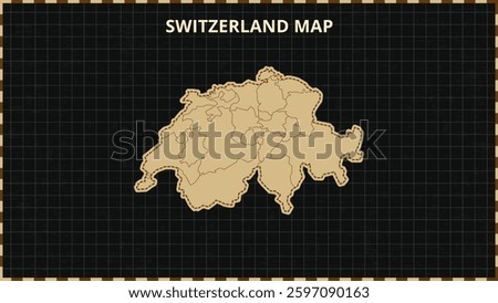 A Map highlighting Switzerland Map, Switzerland modern map with Gold and Black Color Hi detailed Vector, geographical borders, Switzerland Map Vector Illustration