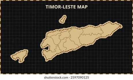 A Map highlighting Timor-Leste Map, Timor-Leste modern map with Gold and Black Color Hi detailed Vector, geographical borders, Timor-Leste Map Vector Illustration