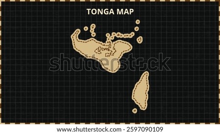 A Map highlighting Tonga Map, Tonga modern map with Gold and Black Color Hi detailed Vector, geographical borders, Tonga Map Vector Illustration
