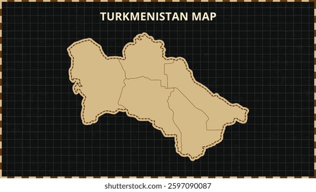 A Map highlighting Turkmenistan Map, Turkmenistan modern map with Gold and Black Color Hi detailed Vector, geographical borders, Turkmenistan Map Vector Illustration