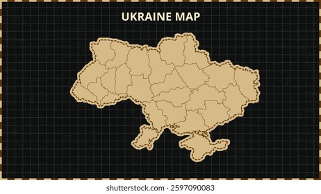 A Map highlighting Ukraine Map, Ukraine modern map with Gold and Black Color Hi detailed Vector, geographical borders, Ukraine Map Vector Illustration