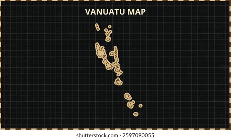 A Map highlighting Vanuatu Map, Vanuatu modern map with Gold and Black Color Hi detailed Vector, geographical borders, Vanuatu Map Vector Illustration