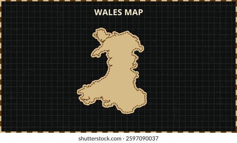 A Map highlighting Wales Map, Wales modern map with Gold and Black Color Hi detailed Vector, geographical borders, Wales Map Vector Illustration