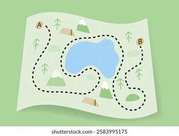 Map Hiking Flat Vector Illustration Background