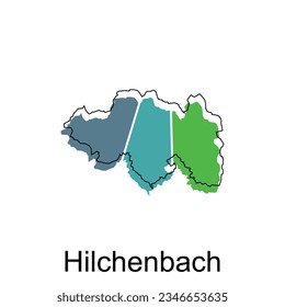 map of Hilchenbach vector design template, national borders and important cities illustration