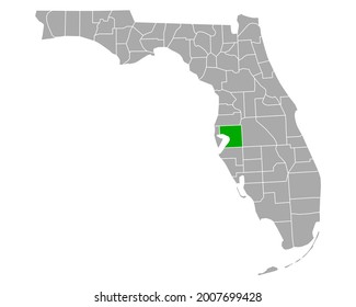 Map of Hillsborough in Florida on white