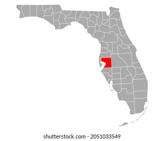 Map of Hillsborough in Florida on white