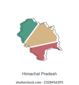 Map of Himachal Pradesh illustration design with black outline on white background, design template suitable for your company