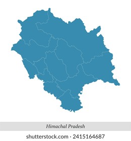 Mapa de Himachal Pradesh es un estado de India con distritos fronterizos