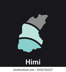 Map of Himi flat design, map on black color with named and region of Himi, suitable for your business