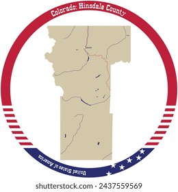 Map of Hinsdale County in Colorado, USA arranged in a circle.