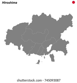 map of Hiroshima city with borders of the districts