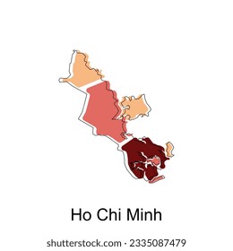 Map of Ho Chi Minh vector design template, World Map International vector template with outline graphic sketch style isolated on white background