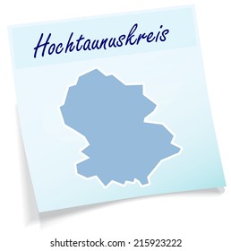 Map of Hochtaunuskreis as sticky note in blue