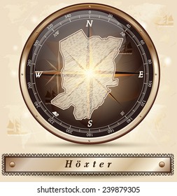 Map of Hoexter with borders in bronze