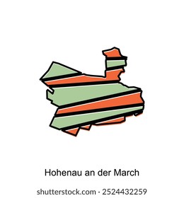 map of Hohenau an der March vector design template with colorful geometric style, national borders and important cities illustration design