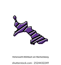 Mapa de Hohenwarth Muhlbach am Manhartsberg ilustração do projeto da cidade, símbolo do vetor, sinal, cor, Modelo de vetor internacional do mapa mundial sobre fundo branco