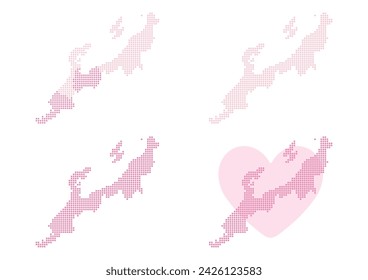 Map of Hokuriku region composed of square dots with rounded corners.