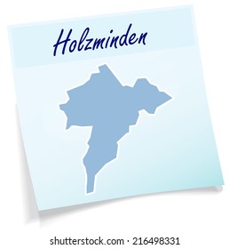 Map of Holzminden as sticky note in blue