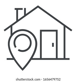 Map home black line icon on white background	