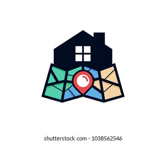 Map Home Icon Logo Design Element