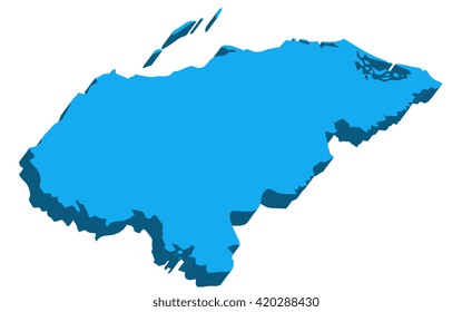A map of Honduras 3D on white background