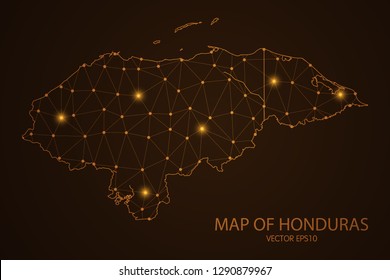 Map of Honduras - Abstract mash line and point scales on dark background. 3D mesh polygonal network connections.Vector illustration eps 10. 
