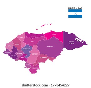 mapa de Honduras con áreas de ilustraciones vectoriales multicolores