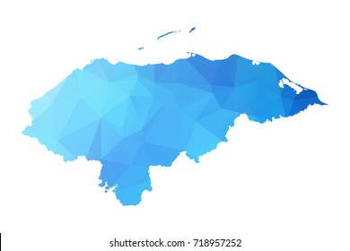 Map of Honduras - Blue Geometric Rumpled Triangular , Polygonal Design For Your . Vector illustration eps 10.