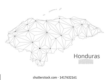 Map of Honduras  connection. Vector low-poly image of a global map with lights in the form of cities or population density, consisting of points and shapes and space. Easy to edit