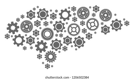 Map of Honduras designed with gray gear symbols. Vector abstract collage of map of Honduras with work symbols. Engineering flat design for service purposes.