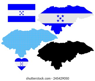 map Honduras different types and symbols on a white background