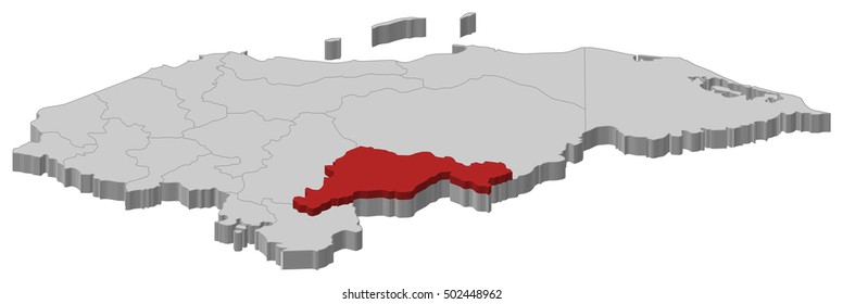 Map - Honduras, El Paraiso - 3D-Illustration