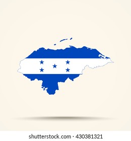Map of Honduras in Honduras flag colors