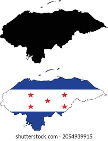 map of Honduras with flag. territory of Honduras map.