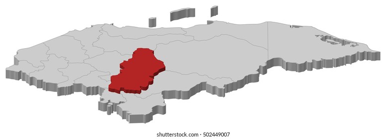 Map - Honduras, Francisco Morazan - 3D-Illustration