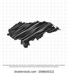 Mapa de Honduras de libre uso dibujando una hoja de ejercicios. Ilustración vectorial.