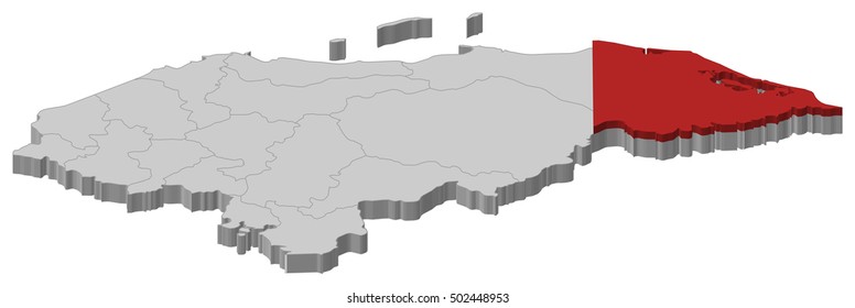 Map - Honduras, Gracias a Dios - 3D-Illustration