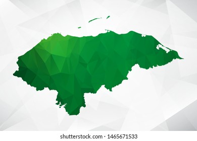 Map of Honduras - Green Geometric Rumpled Triangular , Polygonal Design For Your . Vector illustration eps 10