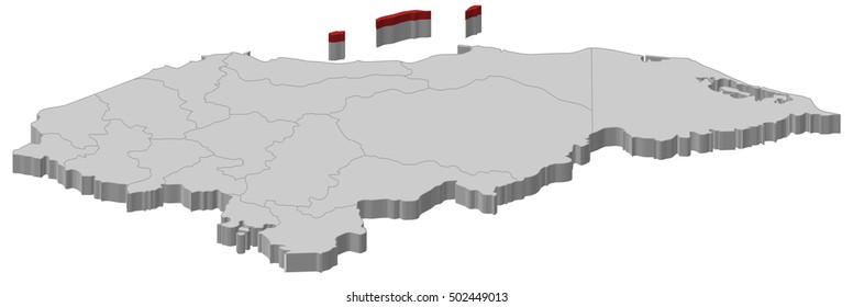 Map - Honduras, Islas de la Bahia - 3D-Illustration